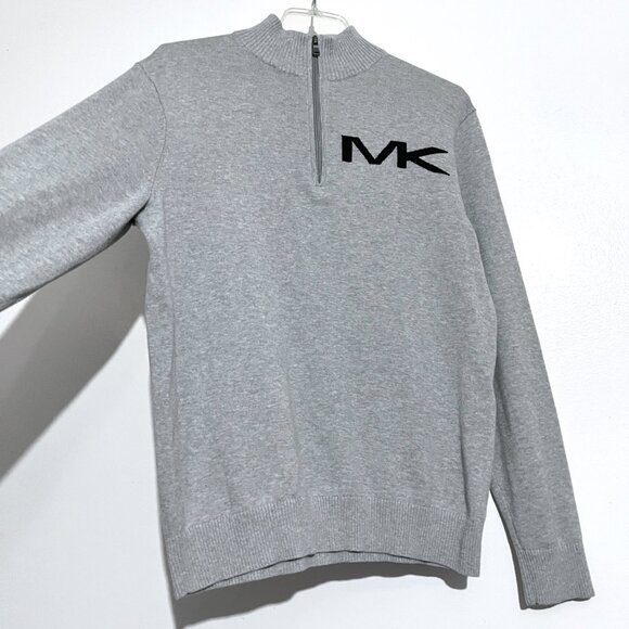 Michael Kors Gray Lightweight Cotton Half Zip Pullover Sweater - Picture 6 of 12